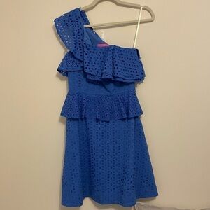 NWT Women’s Lilly Pulitzer blue eyelet one shoulder dress, size: 0